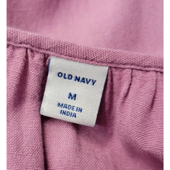 Old Navy Peplum Boho Peasant Top Womens M Dusty Rose V-neck Long Elastic Sleeves - Picture 2 of 12